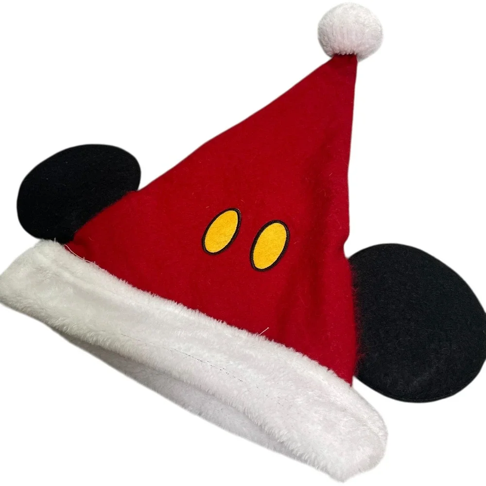 Disney Mickey Mouse‎ Santa Hat Kids Holiday Christmas Fleece Plush Ears